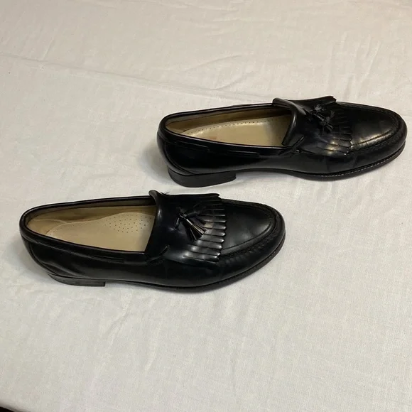 Mens Black Genuine Leather SAS Kiltie Tassel Loafer Shoes  Size 12 N - Picture 2 of 10
